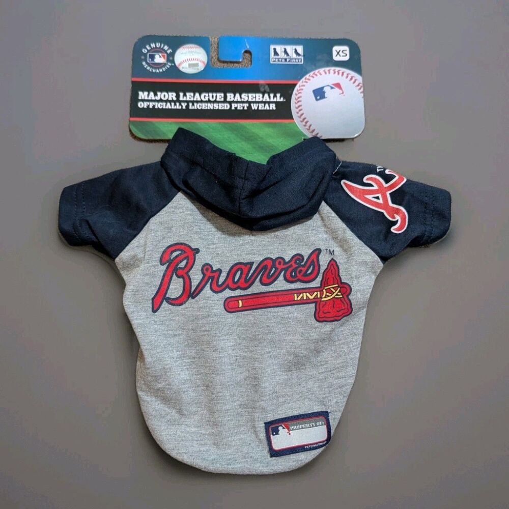 NWT Atlanta Braves Dog Hoodie Shirt Size XS MLB Pets First Licensed New